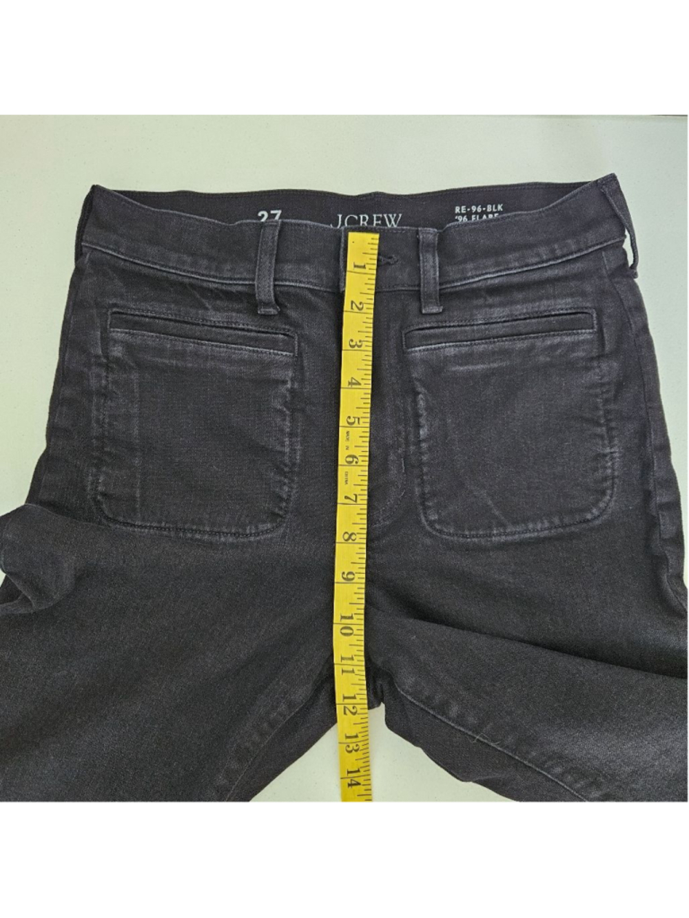 J.Crew '96 Slim Flare High Rise Jeans Size 27 Black Retro 90's Style - Picture 11 of 13